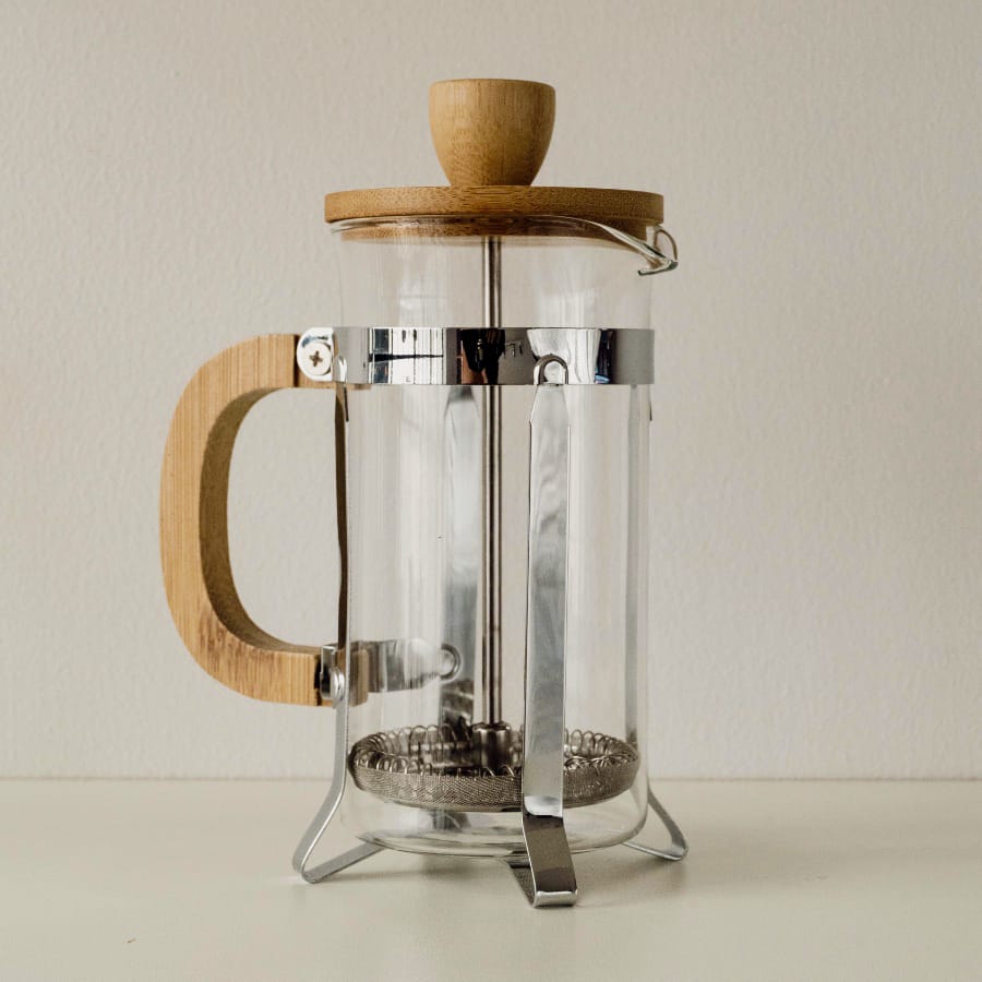 CAFETERA DE VIDRIO TAPA DE MADERA