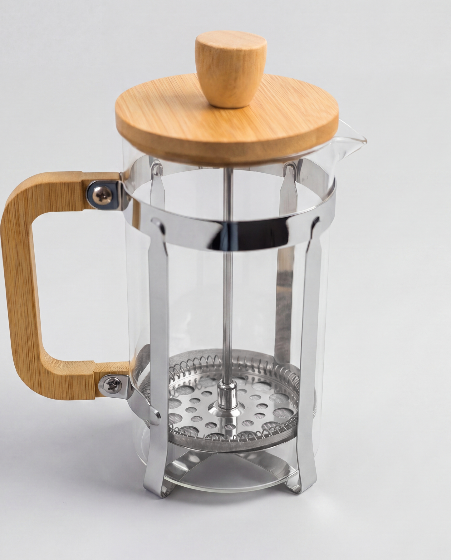 CAFETERA DE VIDRIO TAPA DE MADERA