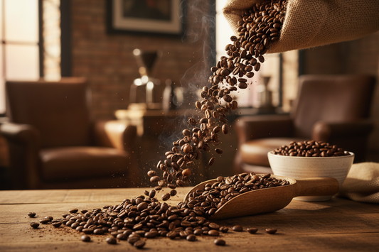 café de especialidad tostado siendo derramado